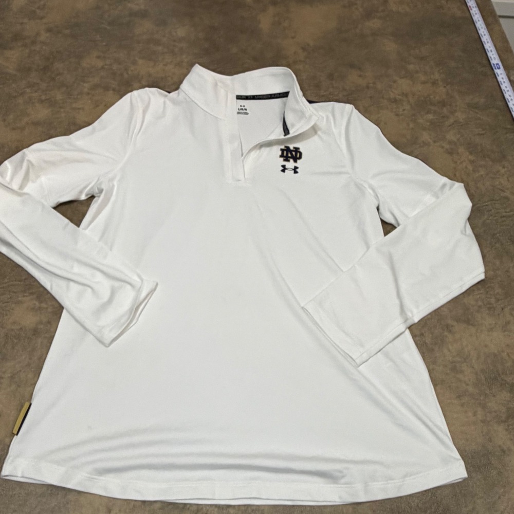Under Armour Pullover Womens Large White Notre Dame Fighting Irish 1/4 Zip Top - Picture 2 of 13